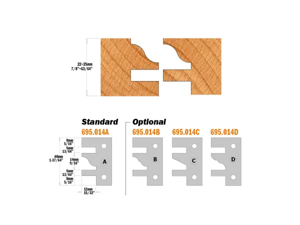 694.014.50 ONE PIECE RAIL &STILE HEAD D=130*40*50-CMT