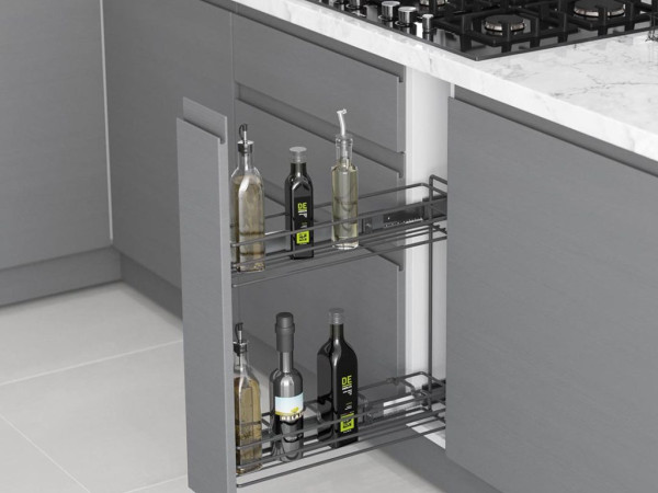 Bottle Trolley with Side Soft-Close Track 15cm Gray STARAX Turkey Bottle Trolley with Side Soft-Close Track 15cm Gray STARAX Turkey