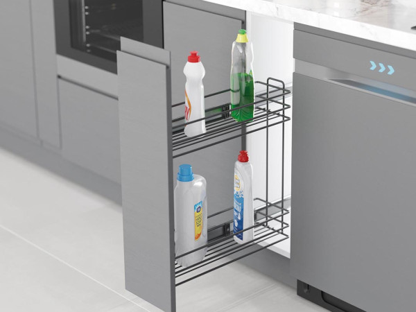 Bottle Trolley with Side Soft-Close Track 15cm Gray STARAX Turkey Bottle Trolley with Side Soft-Close Track 15cm Gray STARAX Turkey