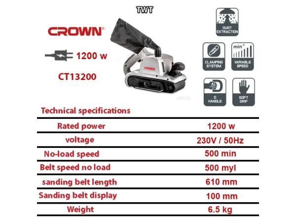 صنفرة دبابة   10سم  1200وات-CROWN