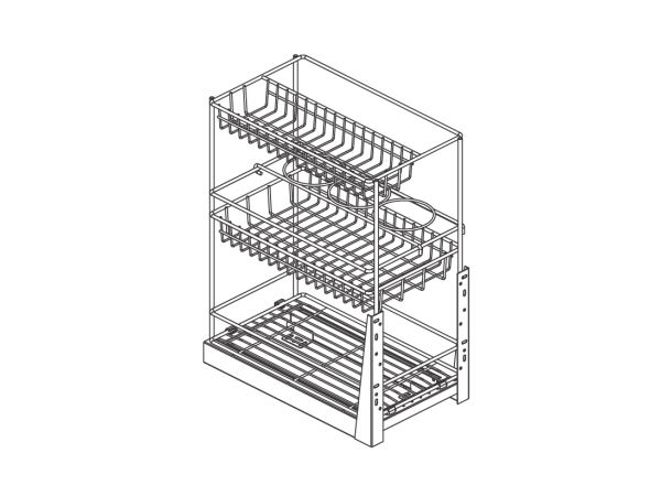 تروللي 23سم نيكل انتراسيد 3 رف (وحدة 30سم) wellmax