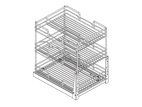 تروللي 36سم كروم انتراسيد 3 رف+4 زجاجات (وحدة 40سم) wellmax