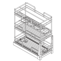 تروللي 22سم كروم انتراسيد 3 رف (وحدة 27سم) wellmax