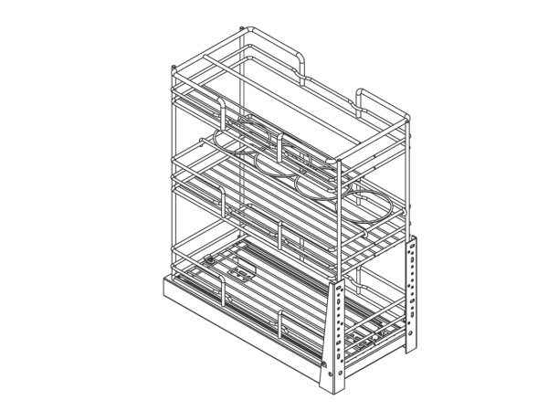 تروللي 22سم كروم انتراسيد 3 رف (وحدة 27سم) wellmax