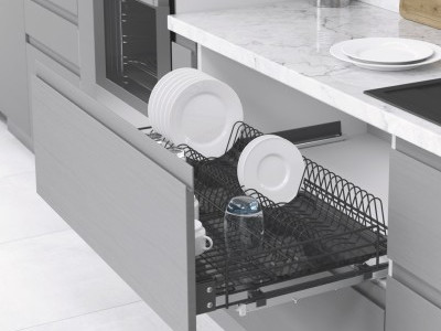 Telescopic Drawer with Bottom Track, Two Levels, Soft-Close 70cm Black STARAX Turkey