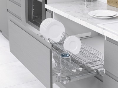 Telescopic Drawer with Bottom Track, Two Levels, Soft-Close 90cm Silver STARAX Turkey