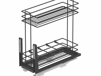 Bottle Trolley with Bottom Track 20cm Black STARAX Turkey