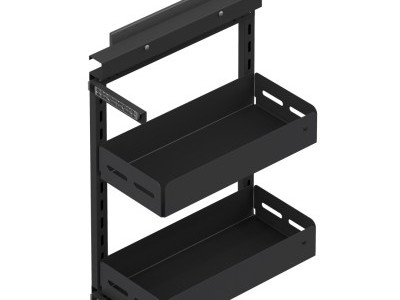 Lower Storage Unit with Bottom Track, Two Levels, 25cm Black - Right Opening STARAX Turkey