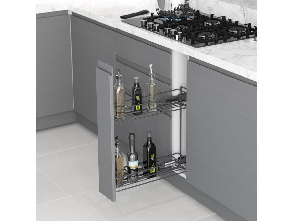 ترولي زجاجات بمجري جانبي سوفت كلوز 15 سم رمادي STARAX تركي