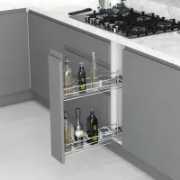 ترولي زجاجات بمجري جانبي سوفت كلوز 15 سم فضي STARAX تركي