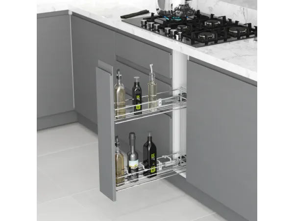 ترولي زجاجات بمجري جانبي سوفت كلوز 15 سم فضي STARAX تركي