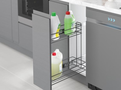 Bottle Trolley with Side Soft-Close Track 20cm Gray STARAX Turkey