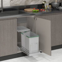 باسكن قمامة بغطاء  24 لتر مجري جانبي فضي  STARAX تركي