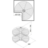 سلة دوارة 3/4 دائرة 60سم اسود STARAX تركي