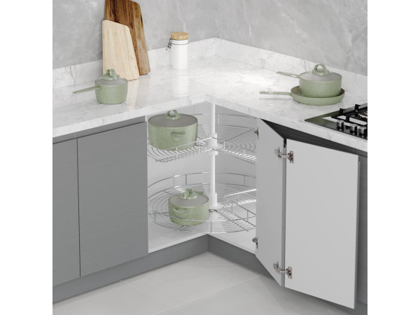 سلة دوارة 3/4 دائرة 60سم فضي STARAX تركي